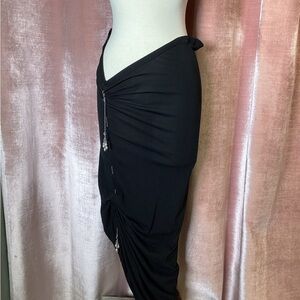 Vintage Y2K 90s Jean Paul Gaultier Soliel tribal chain drawstring ruched skirt